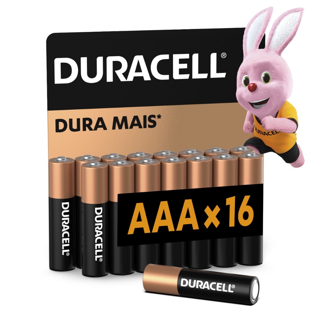 Pilha Alcalina AAA Palito  Duracell com 16 unidades