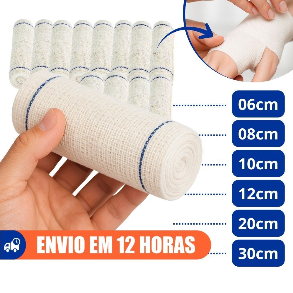Atadura De Crepom 13 Fios 12 Rolos Todos Tamanhos