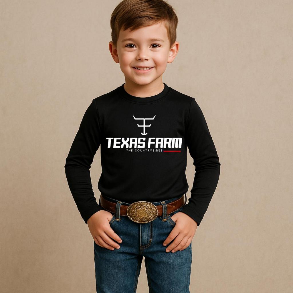 Camisa Uv Infantil Texas Farm Manga Longa Proteção Térmica