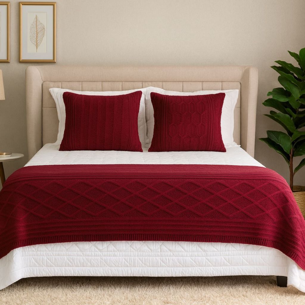 Peseira Manta Tricot Essenza | European Links | Textura Sofisticada | RS Malhas Decor