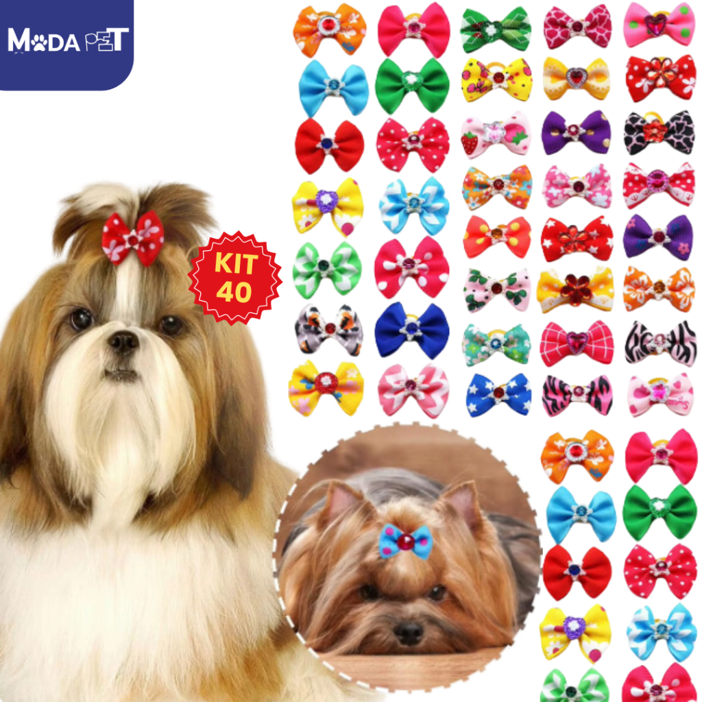 Lacinhos Cachorros Kit Com 40 Unidades De Laco Pet Tam M Para  Banho E Tosa, Pet Shop