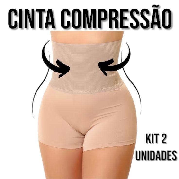 kit 2 Short Modelador Cinta Compressão Segunda Pele Redutora De Medidas Bermuda Feminino Confortável