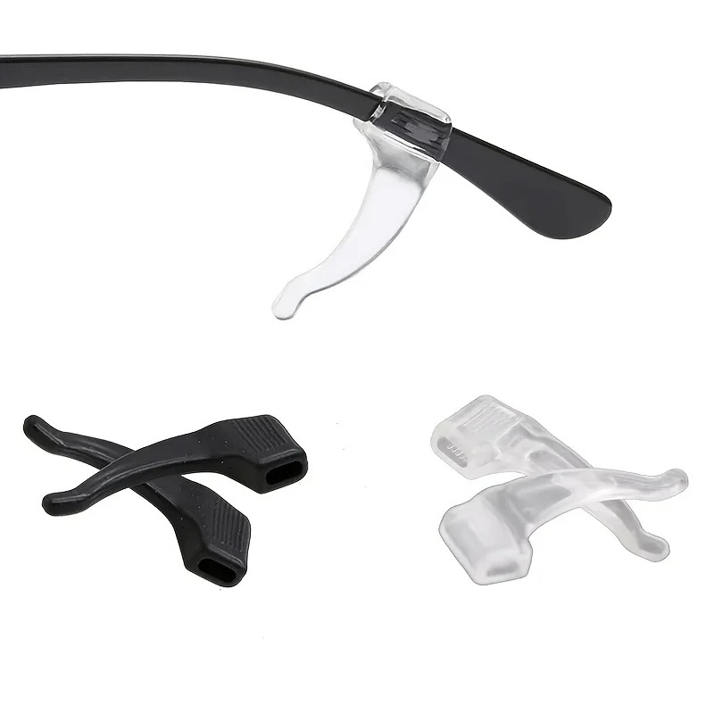 Gancho De Orelha 6 Pares Flexível Preta Em Silicone Para Haste De Óculos Anti Deslizante Confortável