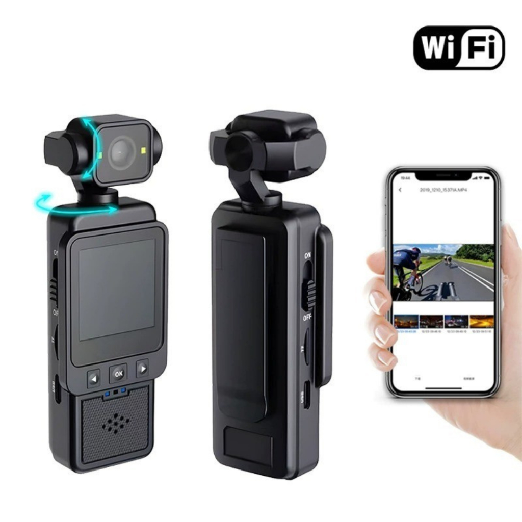Câmera Ação Hd 1.3 Tela Lcd Pocket Wifi 270º Camera Gravador Giratório De Vídeo Fotográfico Esportivo Vlog