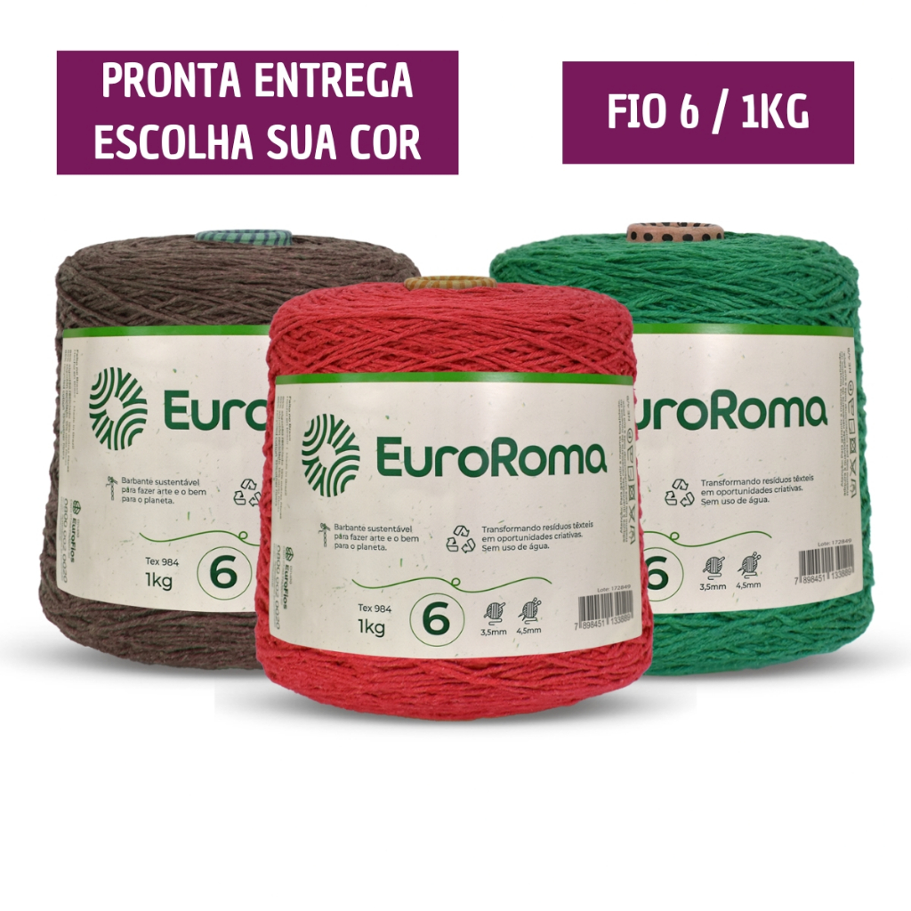 Barbante EuroRoma Colorido Nr 6 1Kg 1014m - Cores - Tricô / Crochê PROMO
