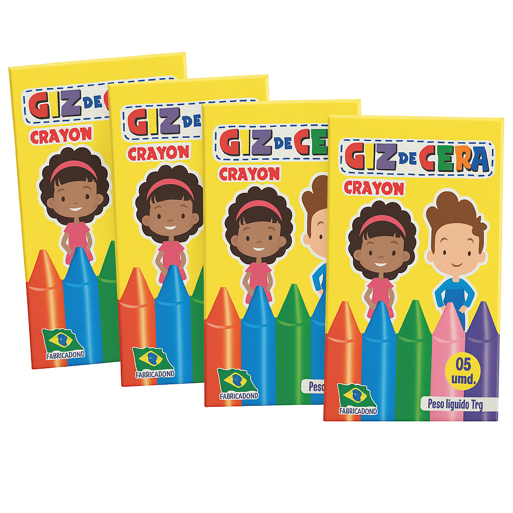 100 Caixinhas Mini Giz de Cera 5 Cores 5cm – Atacado Lembrancinha Festa Infantil Revenda