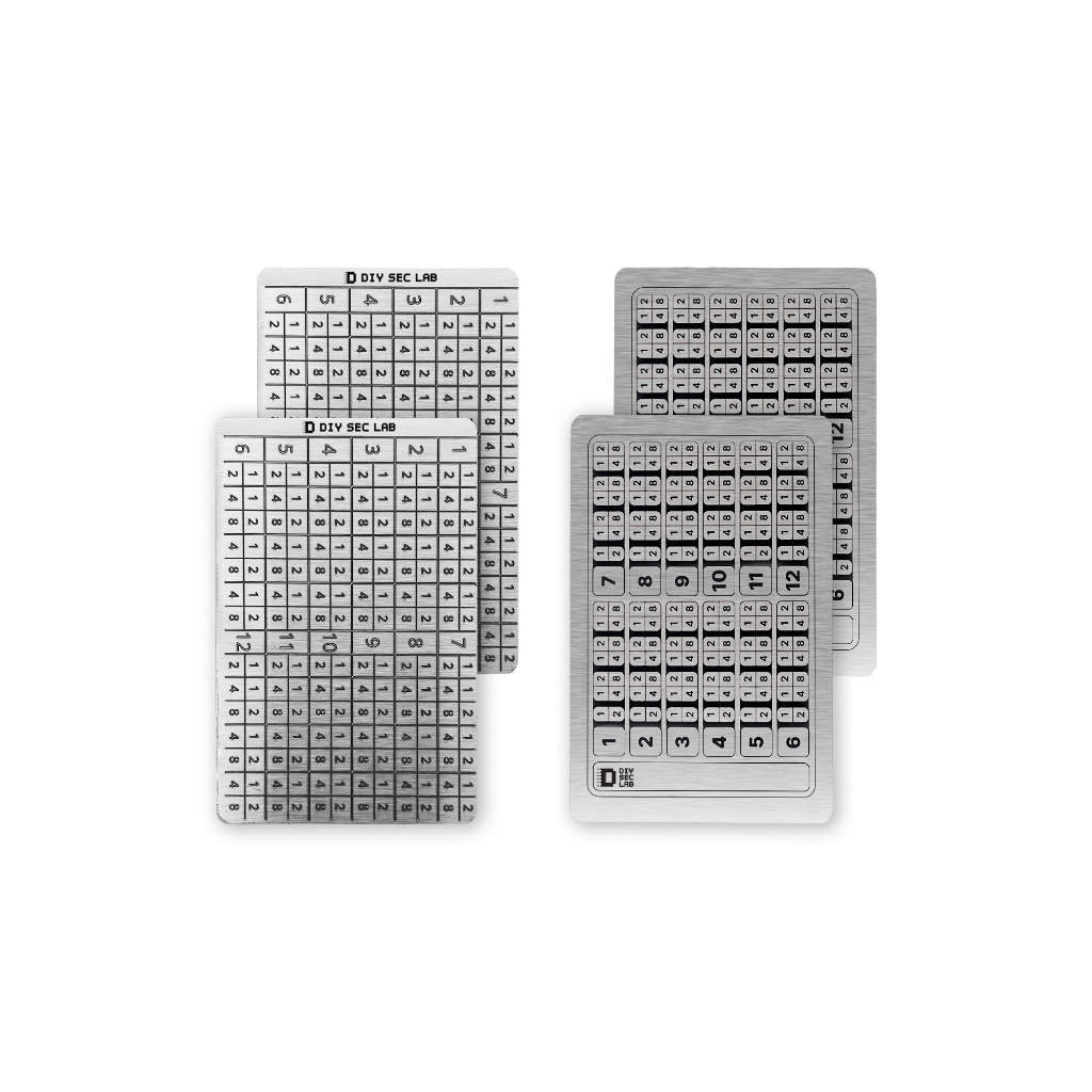 Kit Placas Métalica 2 + 2 Gravadas a Laser Backup Cold Wallet Bitcoin Resistente Fogo Água