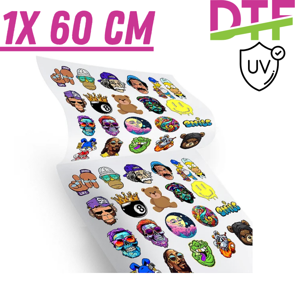 1 Metro Dtf Uv Adesivo impressão 60cm x 1 Metro Alta Qualidade Leia Descrição Ao Comprar Ja tenha Arquivo Pronto