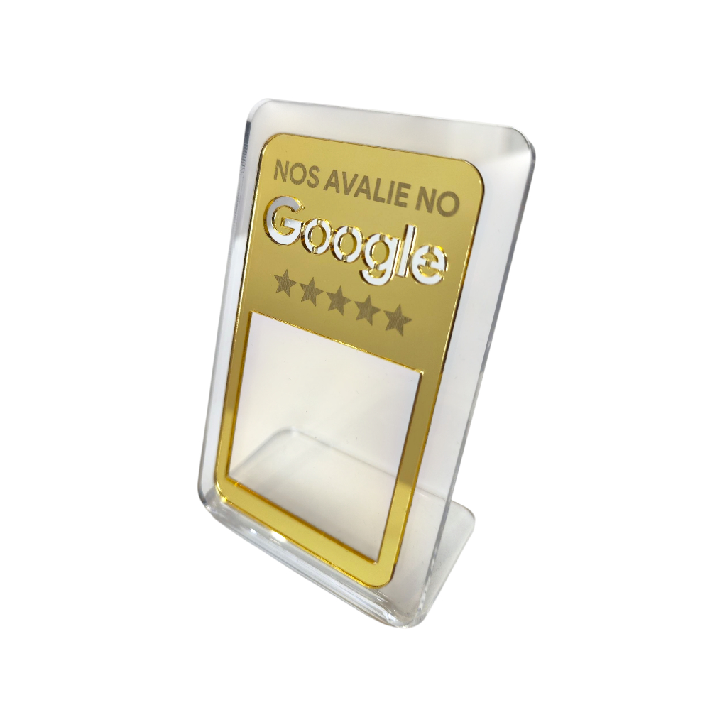 Display Google Avaliações, Placa Avaliação Google, Display Acrílico QR Code, Placa Avalie no Google