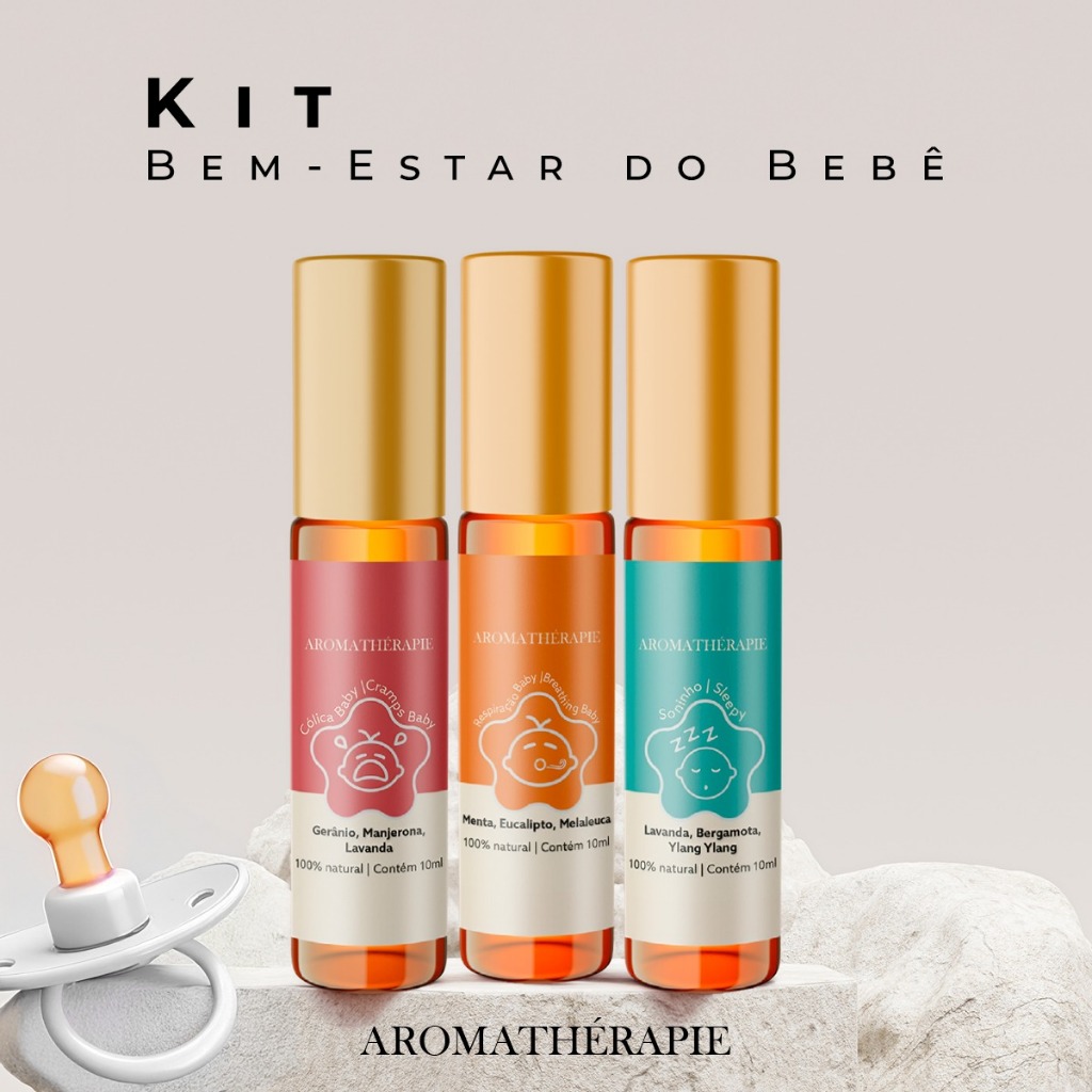 Kit 3 Aromaterapia Bebê Natural Blend Óleos Essenciais Aromathérapie - Kit Bem Estar do Bebê