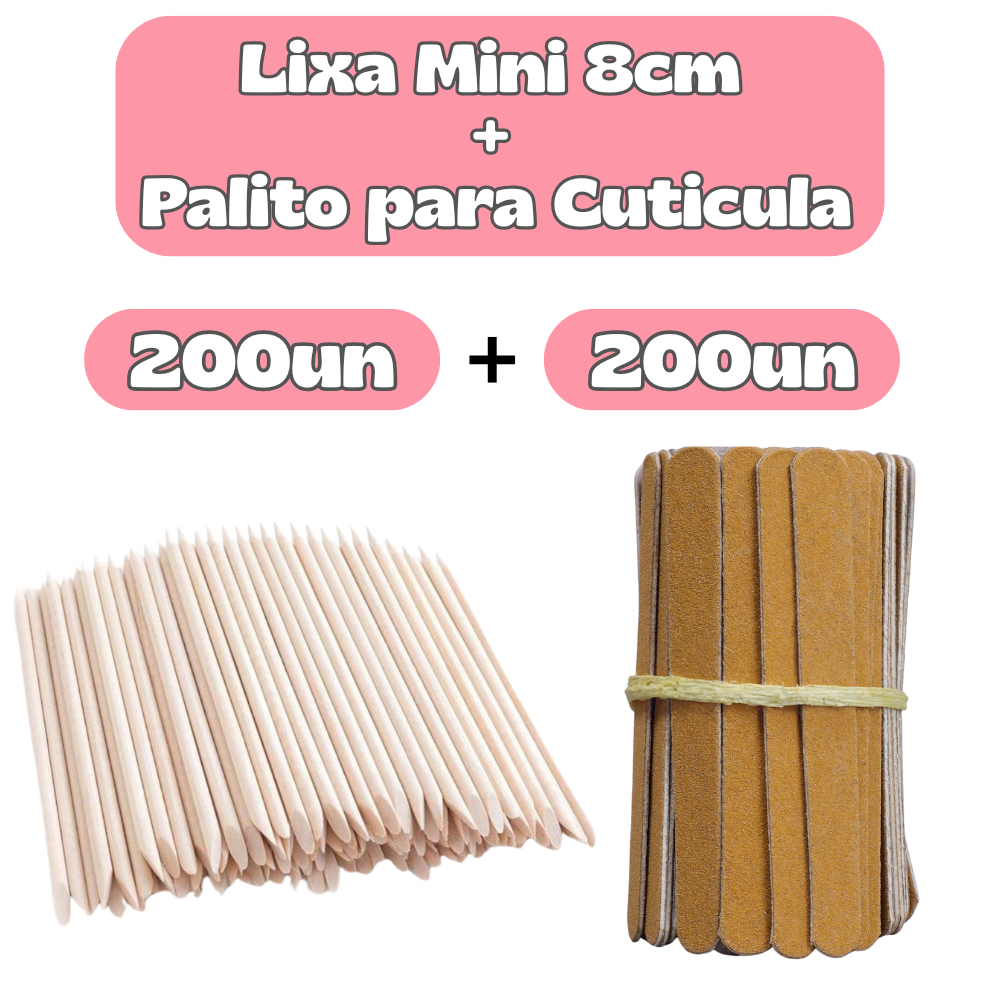 Mini Lixas PARDAS + PALITOS Cutícula Higiene Salão Nail Design