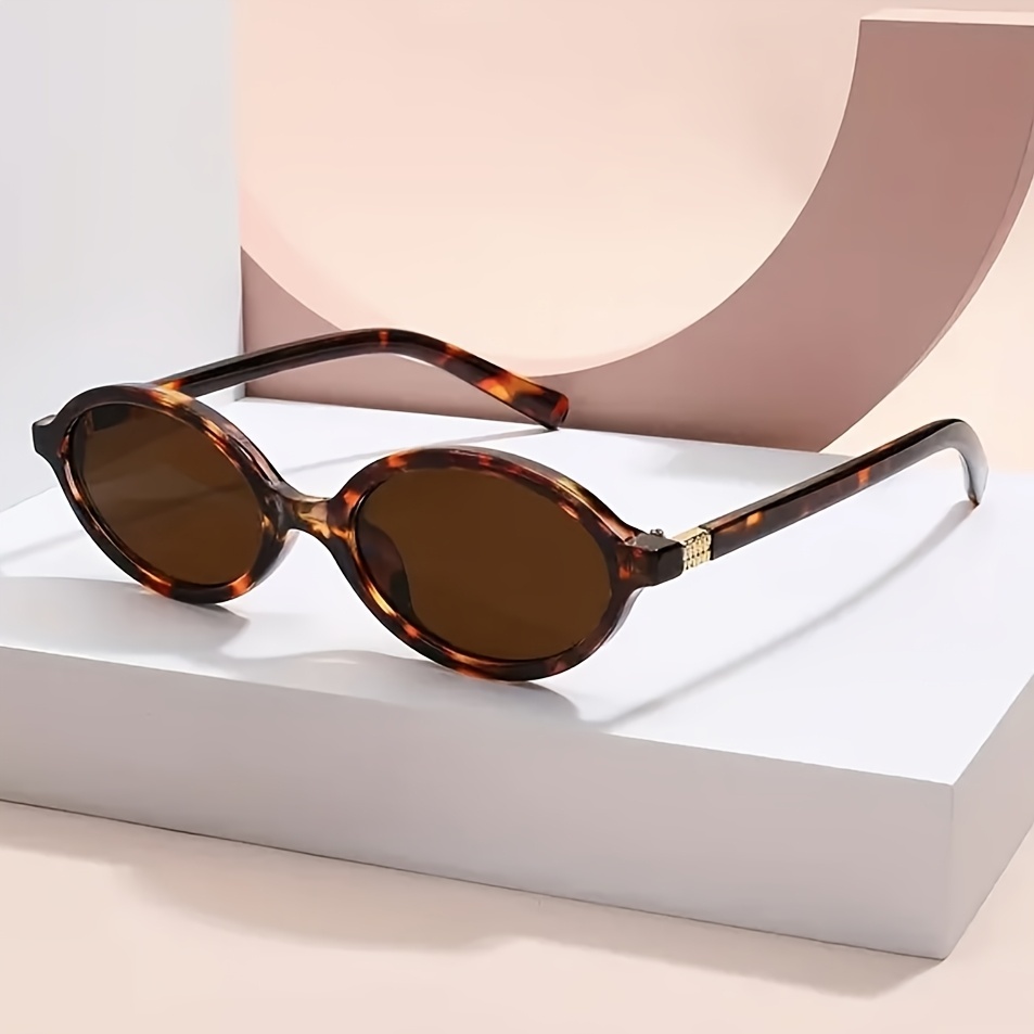 Óculos de sol feminino oval retrô, padrão tartaruga, estilo moderno