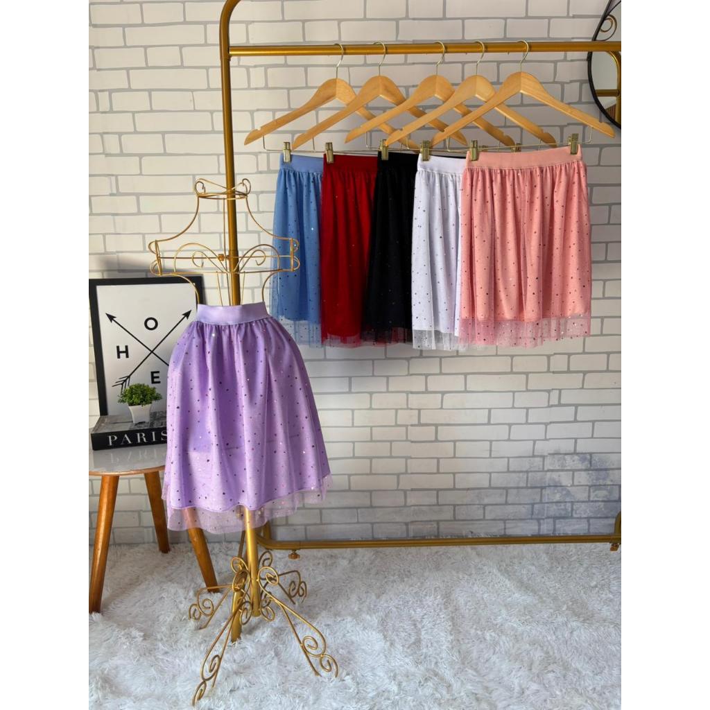 Saia de tule infantil brilhor
