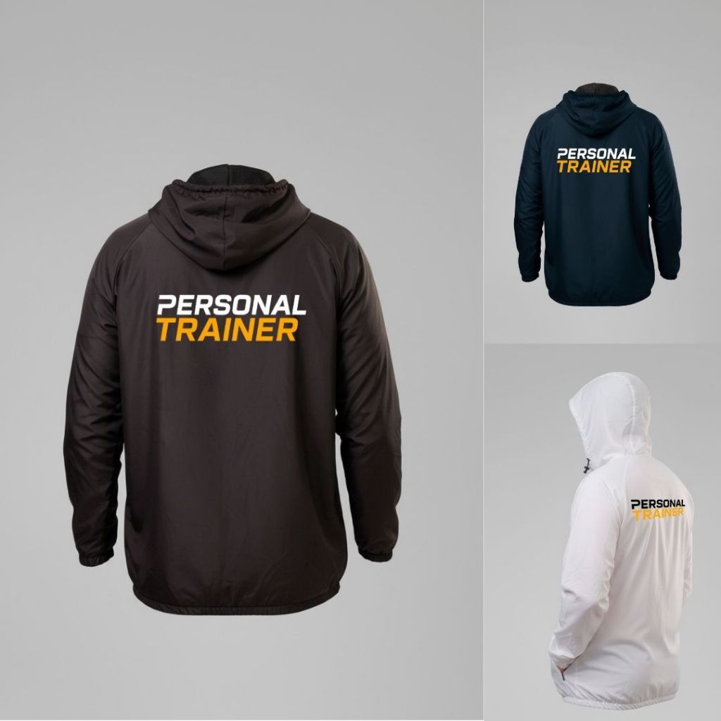 Jaqueta Corta Vento Impermeável Capuz Uniforme Personal Trainer Unissex