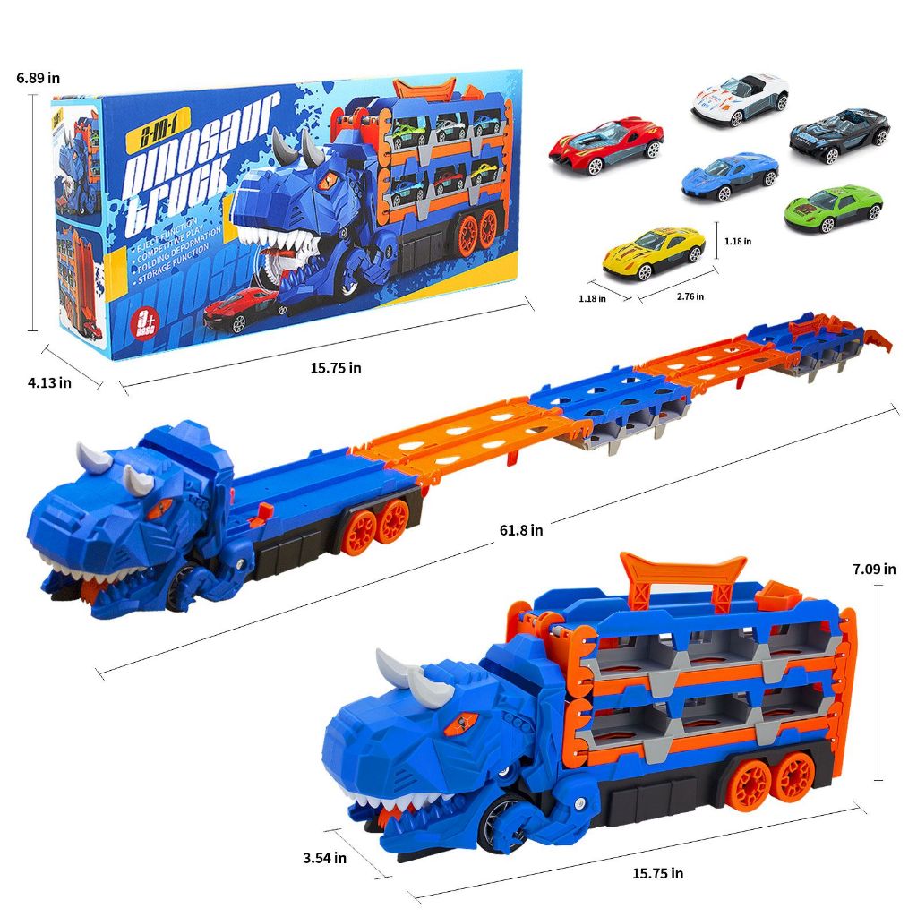 Caminhão Dinossauro Engolidos de Carrinhos - com Kit de 6 e 4 Carrinhos
