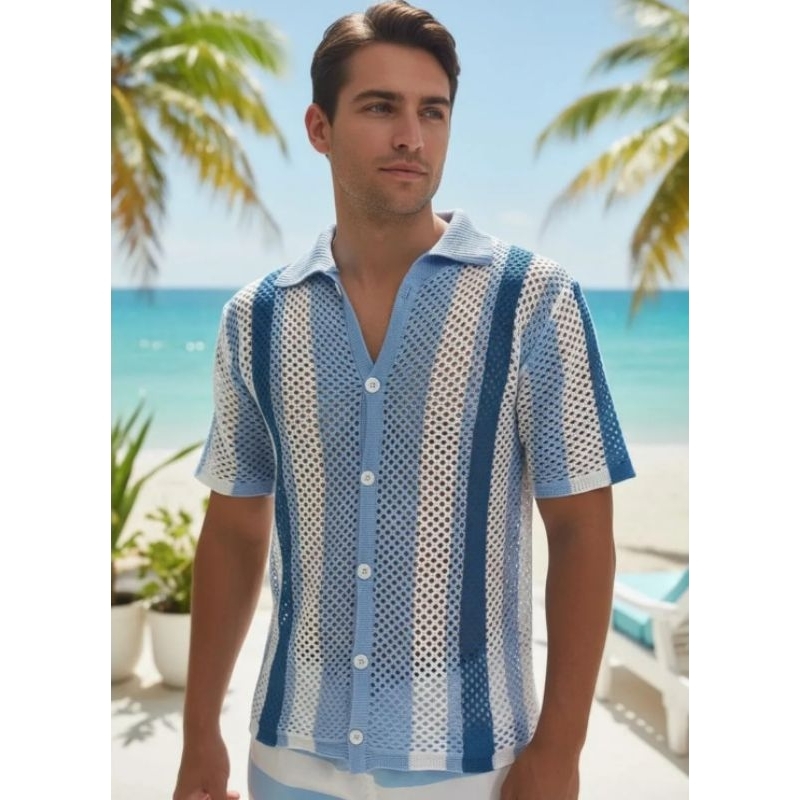 Camisa Masculina Gola Polo Tricot Verão Tendência 25-26