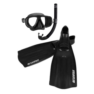 Kit Mergulho Completo Máscara Snorkel Nadadeira Pé De Pato Seasub - Vidros Temperados Intercambiáveis