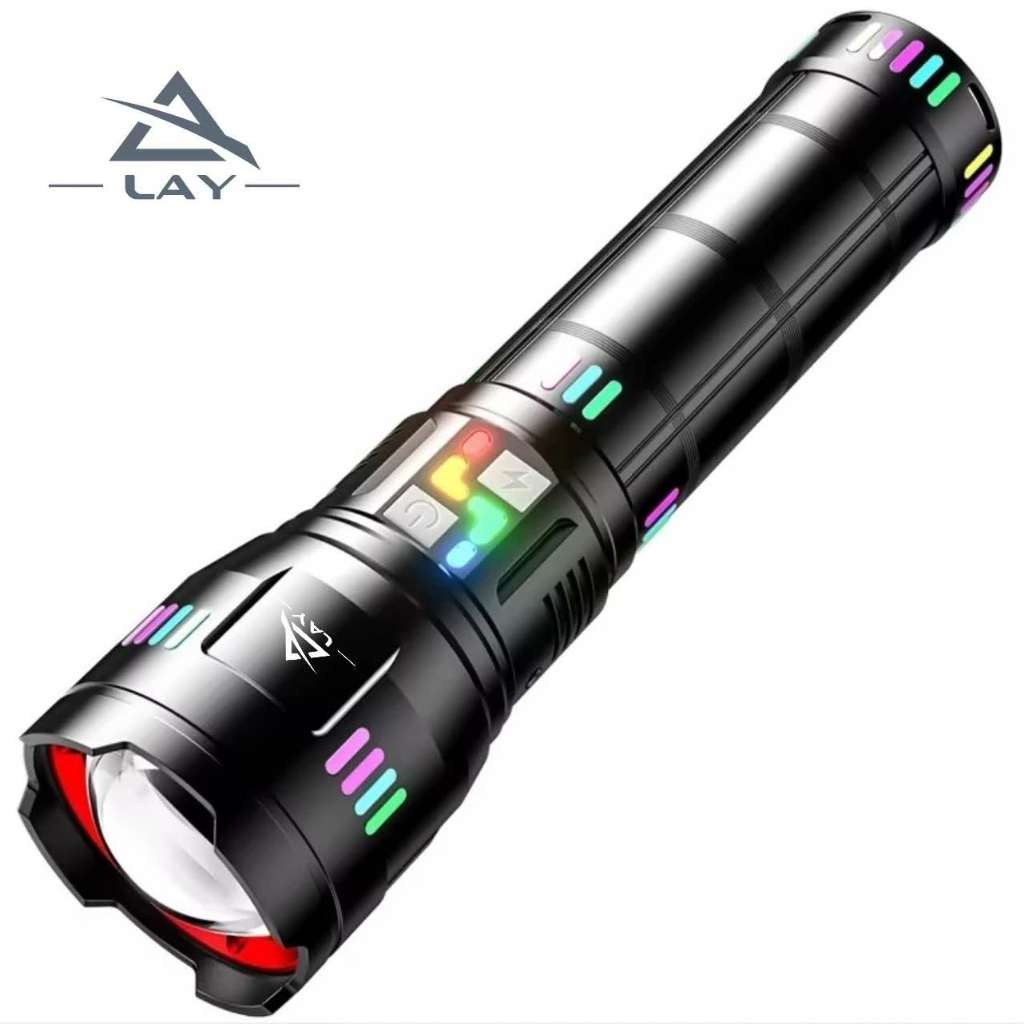 Lanterna Tática LED Laser Titanium Canhão de Luz Mais Potente Com 8 Pilhas Recarregal Lay-2175