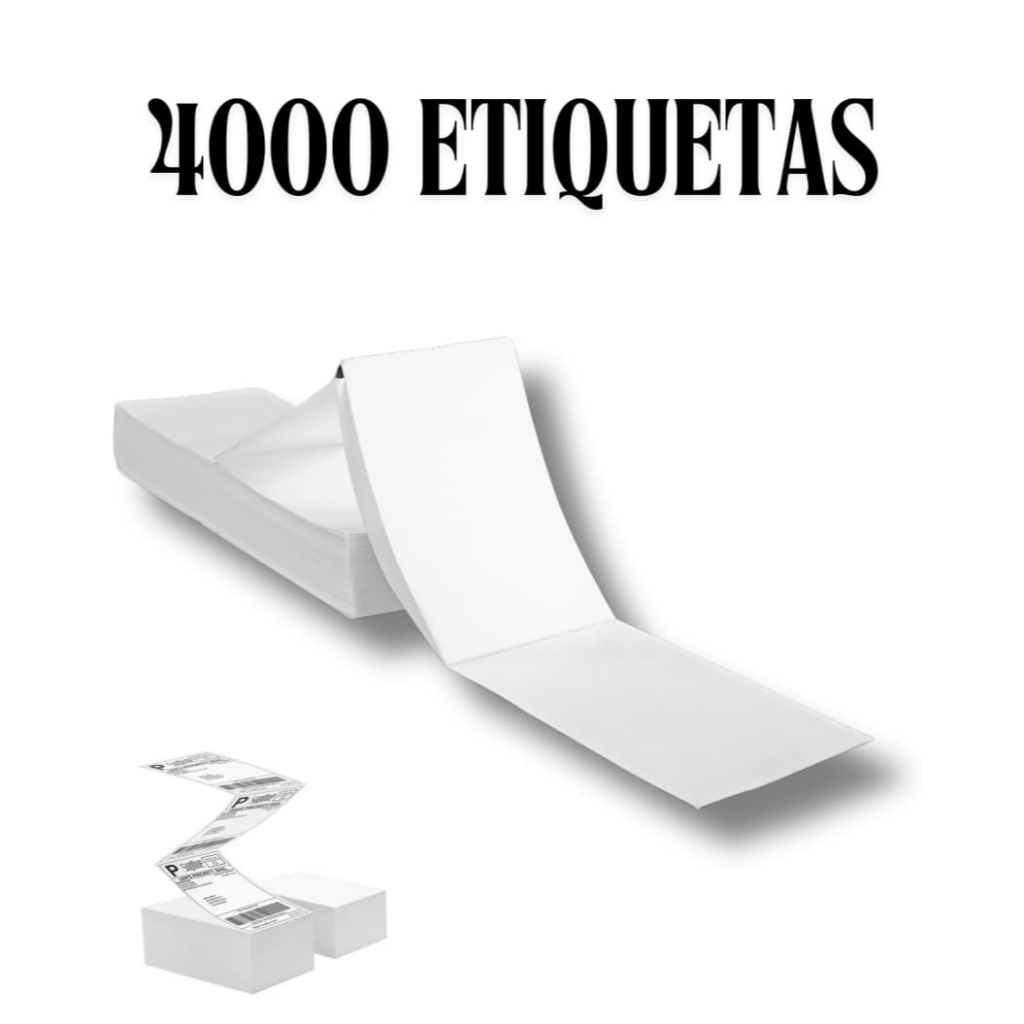 4000 Etiqueta 10x15 Para Impressora Térmica C/ Serrilha Resma Cor Branco