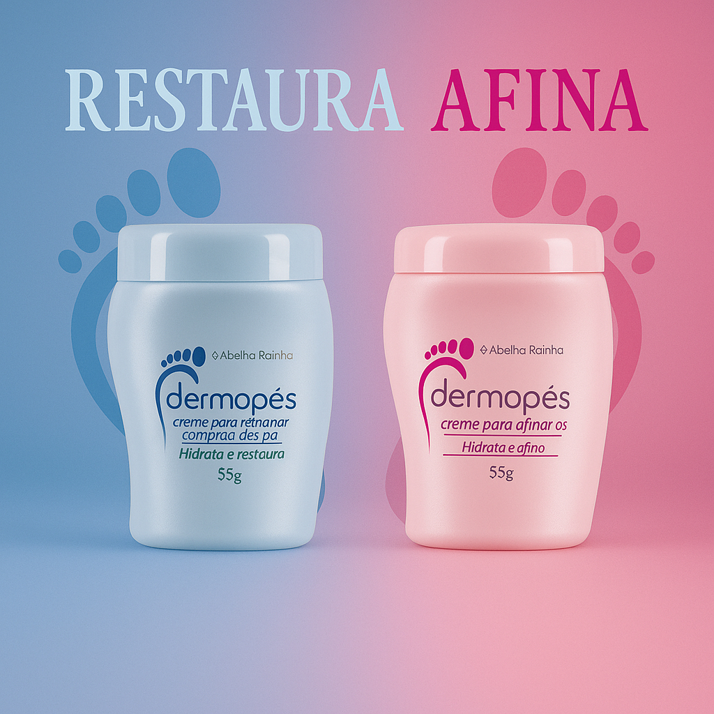 Kit 2 Dermopés Creme Hidrata e Afina 55g Pés Rachados Abelha Rainha