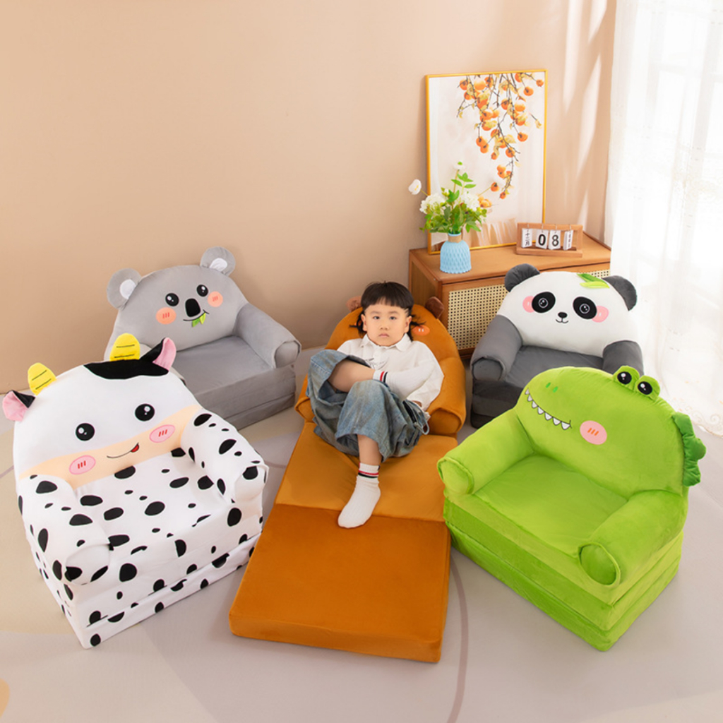 Sofá Cama Infantil Dobrável 2 em 1 Animal Divertido – Sofá e Cama para Crianças (CHEIO)