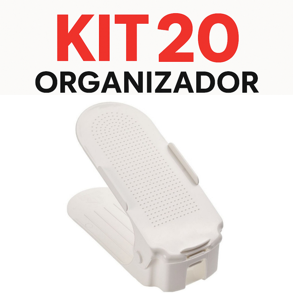 Kit 20 Organizador De Sapatos Saltos e Tênis Com Regulagem de Altura Branco