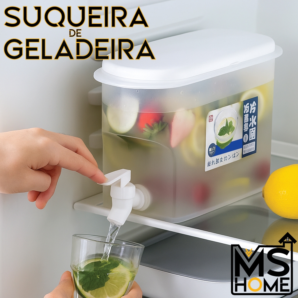 Suqueira Plastica Com Torneira Com tampa Para Geladeira Capacidade 3 Litros Para Agua Saborizada 3L