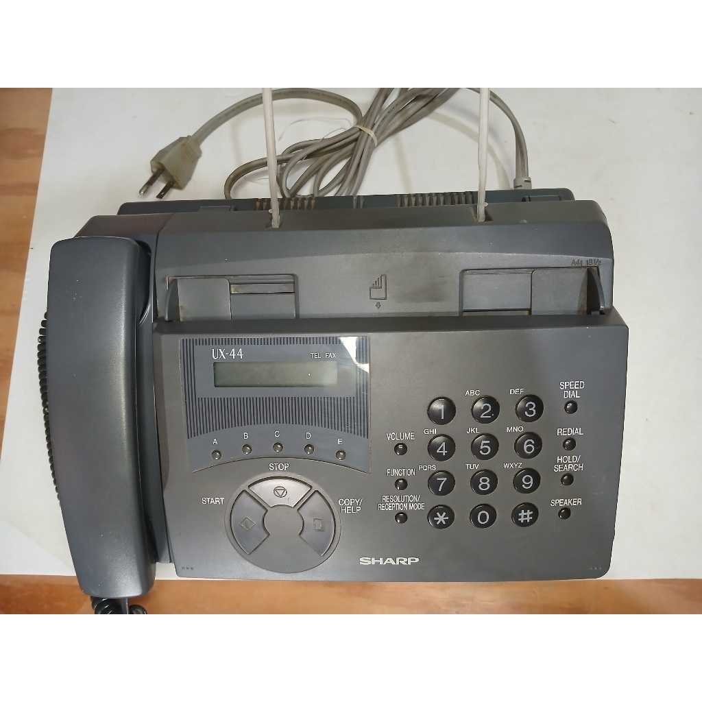 Aparelho de Fax/Telefone Sharp UX-44 Cinza Papel Térmico 1992 Vintage