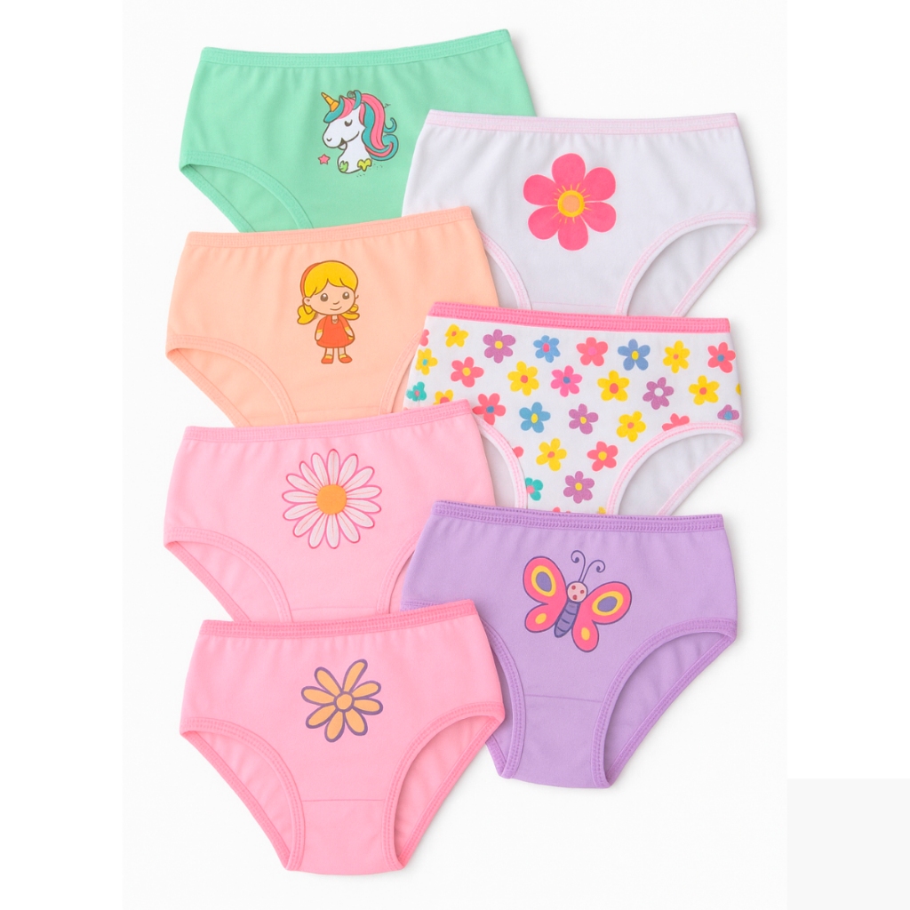 Kit Calcinhas Algodão Menina Infantil Lateral Larga Tanga Tanguinha Tradicional Tapa Fralda Macia