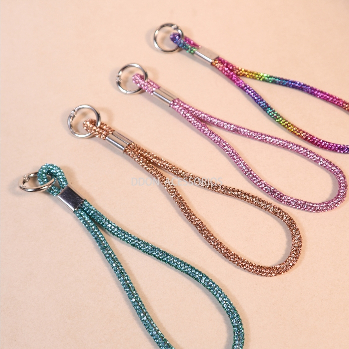 Cordão de Celular com Strass Brilhante Alça de Pulso Pingente Chaveiro Cordão Antiperda Acessório de Celular