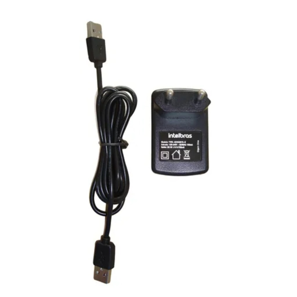 Fonte Carregador + Cabo USB Para CF 4201 CF 4202 Intelbras Preto Original