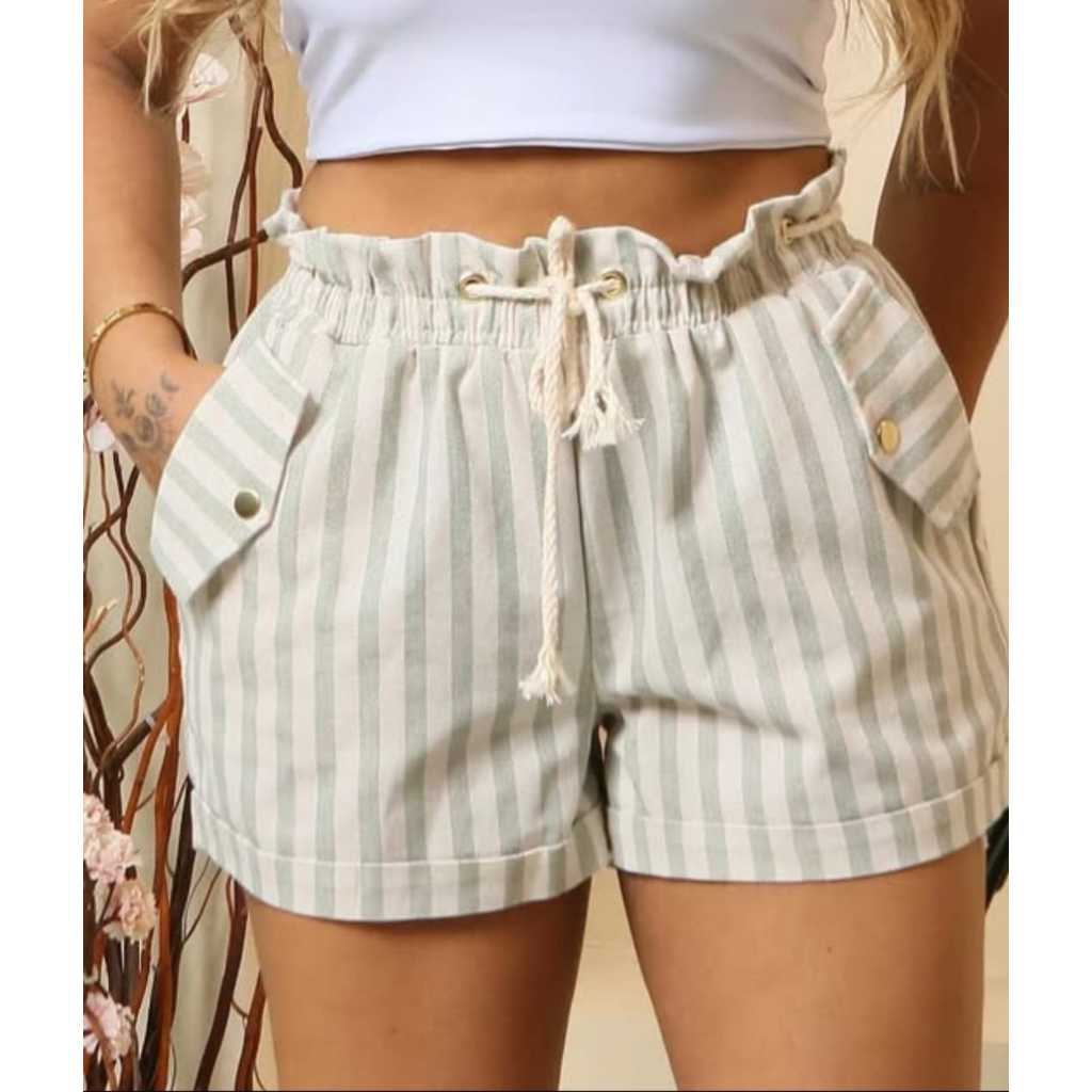Short Juvenil Menina em Linho Moda Verão Blogueirinha
