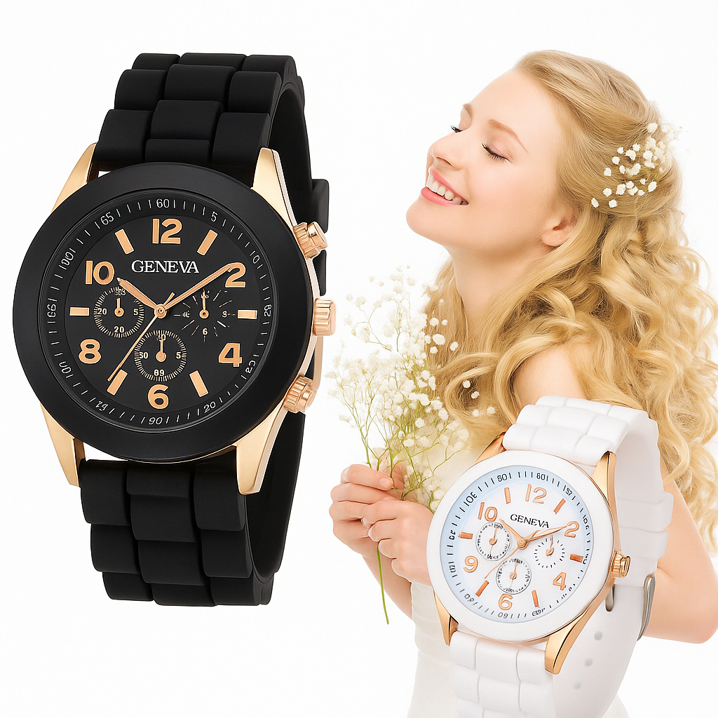 2025 Relógio Feminino Pulseira Silicone Geneva Quartzo Relógios Pulso Digital Mulher Casual Luxo Acessórios Moda