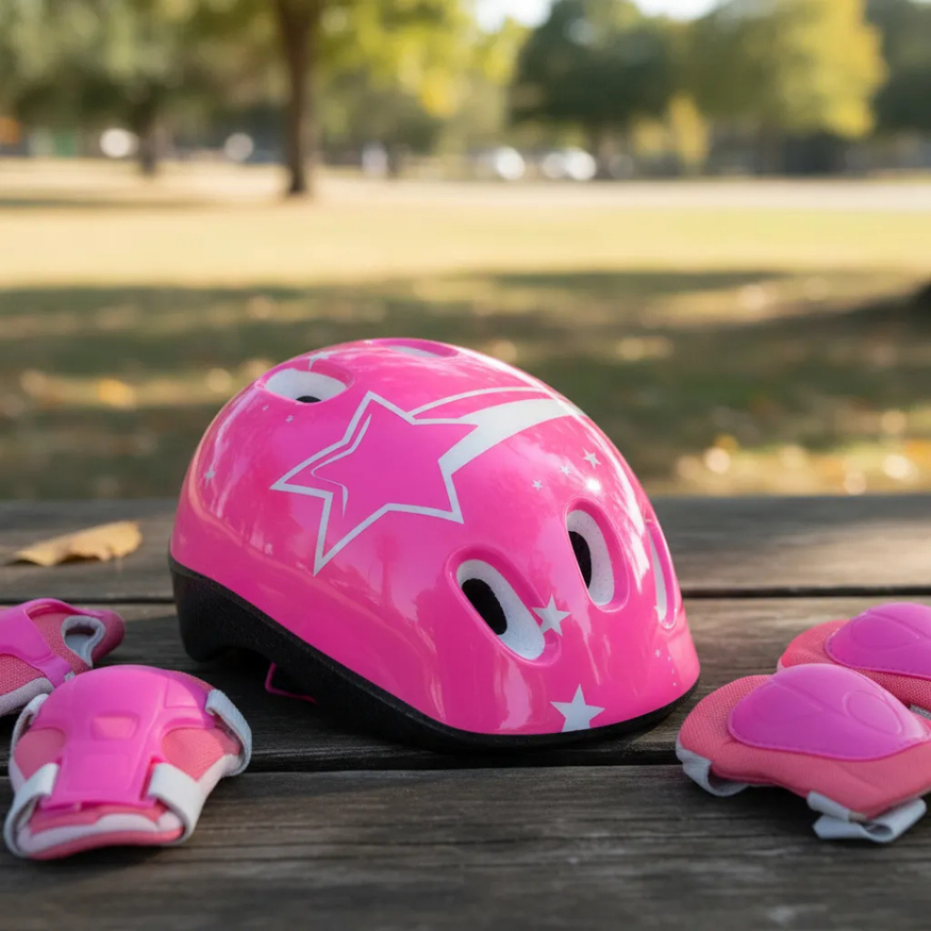Capacete De Patins + kit De Proteção Infantil esportivo Para Patins Patinete Bike Skate