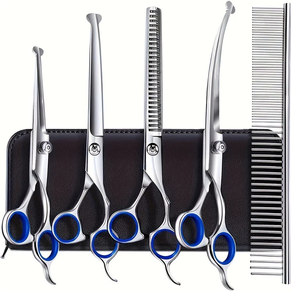 2/5 PCS Pet Tesoura De Corte De Cabelo, Galvanizado Preto Pet Tesoura De Corte De Cabelo Set para Pet Groom