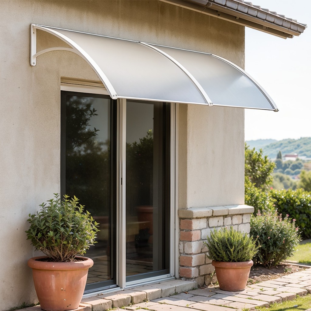 Toldo Policarbonato 150x70 cm Cobertura Proteção Portas e Janelas