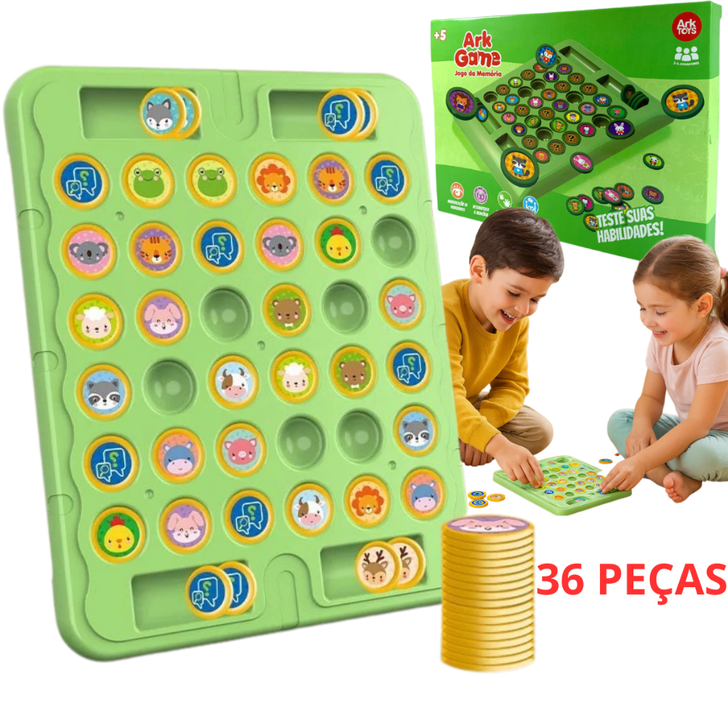 Jogo da Memória Com Tabuleiro Portátil Educacional Pedagógico Concentração Brinquedo Criança