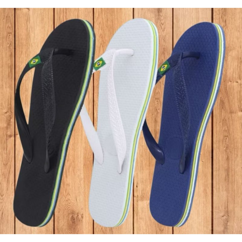 KIT 3 PARES DE CHINELO LISO COM BANDEIRINHA