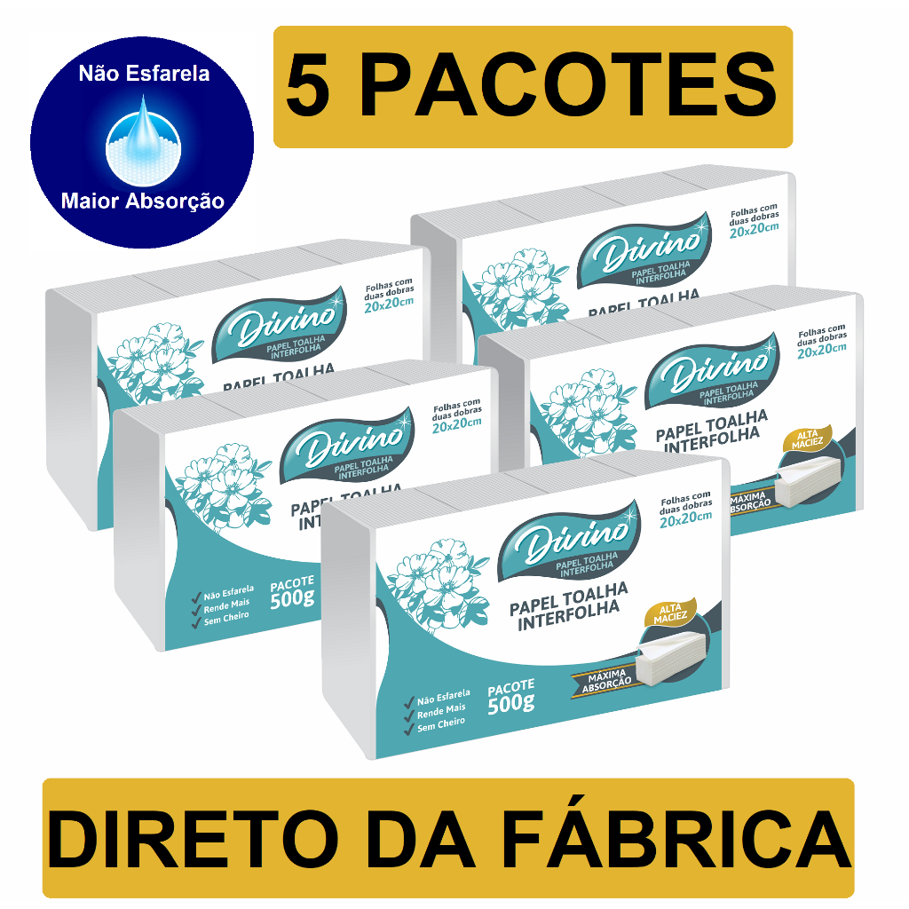 Papel Toalha Branco Interfolha Para Secar As Mãos Banheiro 5.000 Folhas Interfolhado Dobras