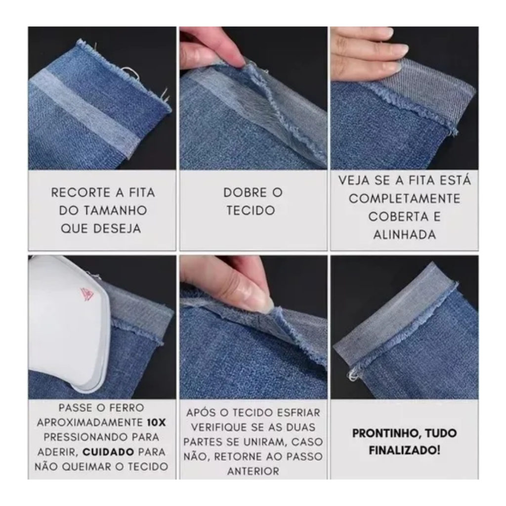 Fita Barra Fácil ® ORIGINAL- bainha Barra Calça Jeans Roupa Bainha cortina Ferro Passar tik tok
