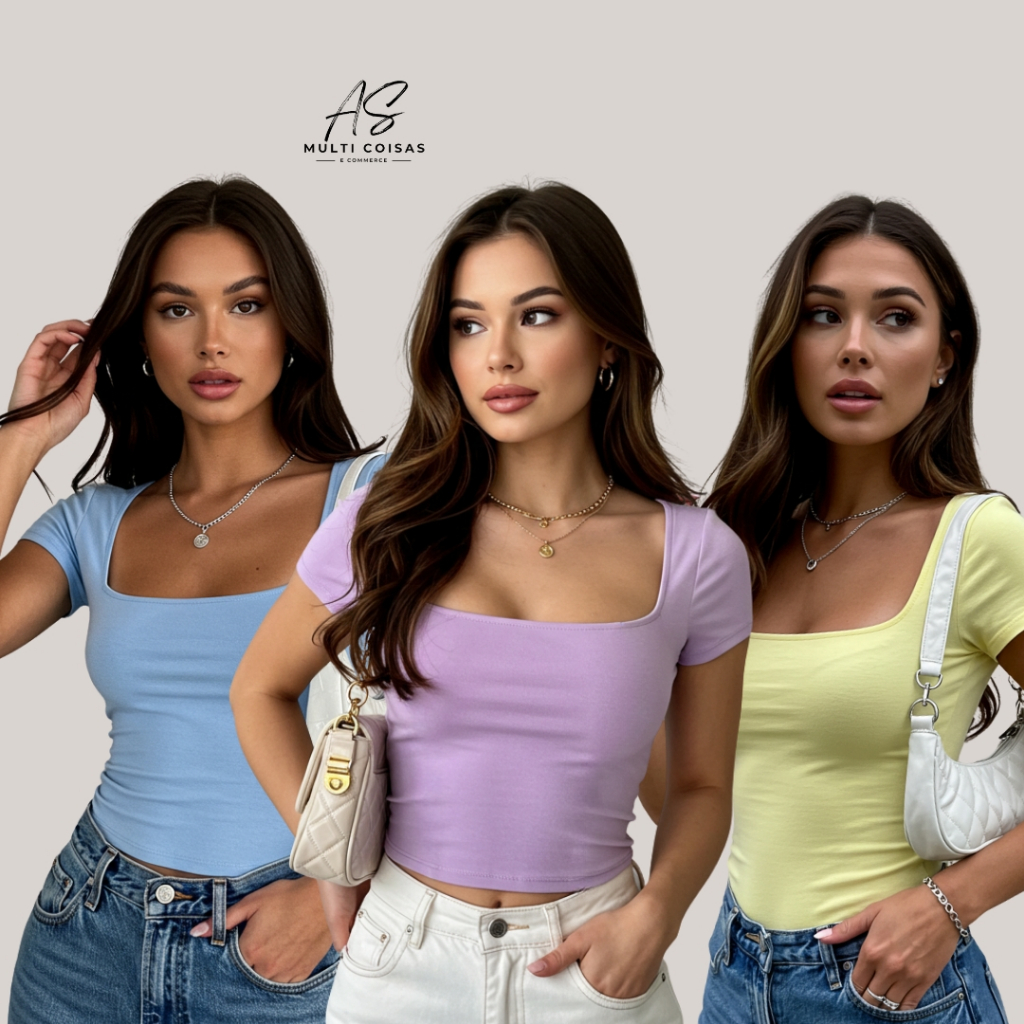 Kit 3 Baby Look - Varias Cores - No Tecido Suplex - Verão Tendencia