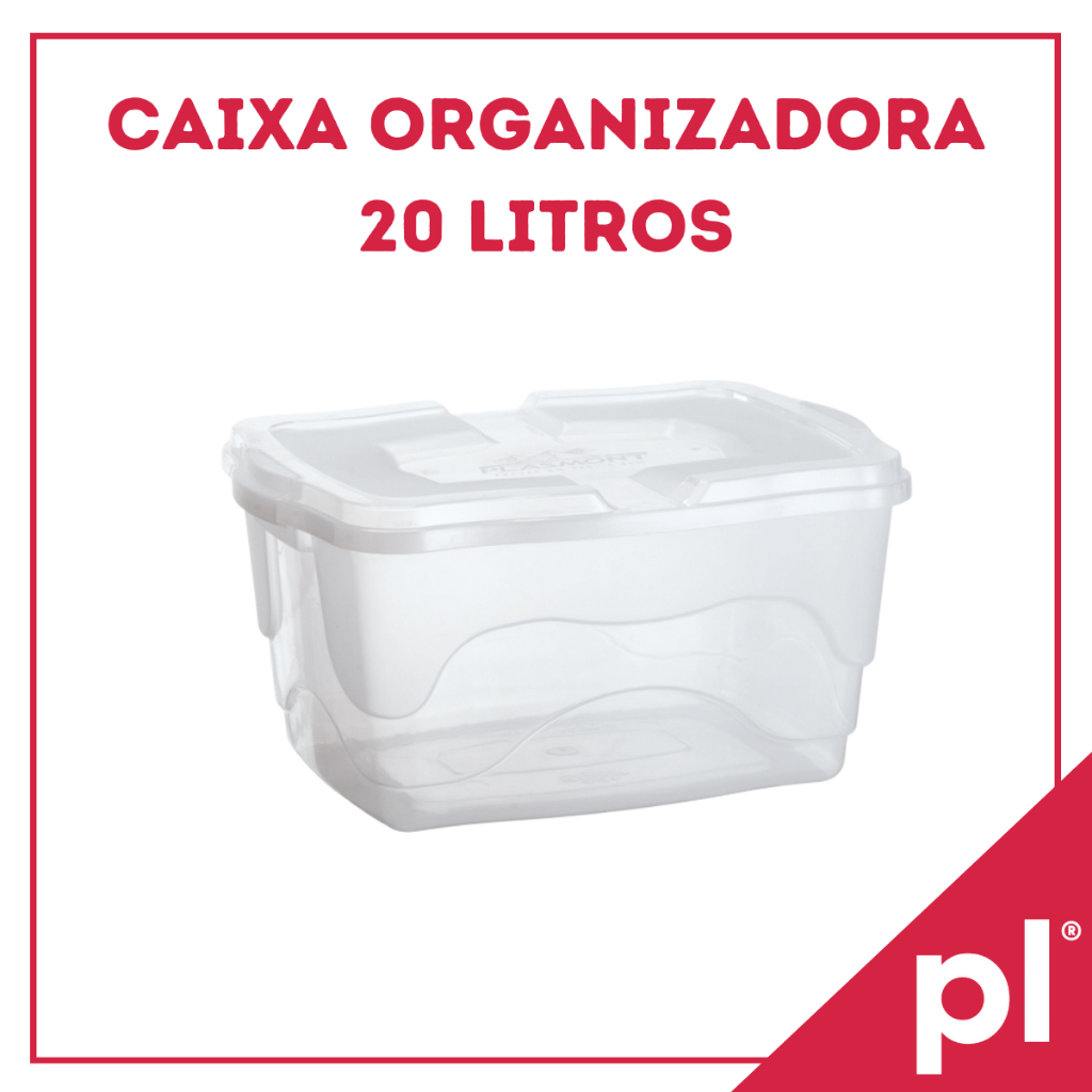 Kit 4 Caixas Container Organizadoras 20L Transparente de Plástico Guardar Brinquedos Roupas Livros