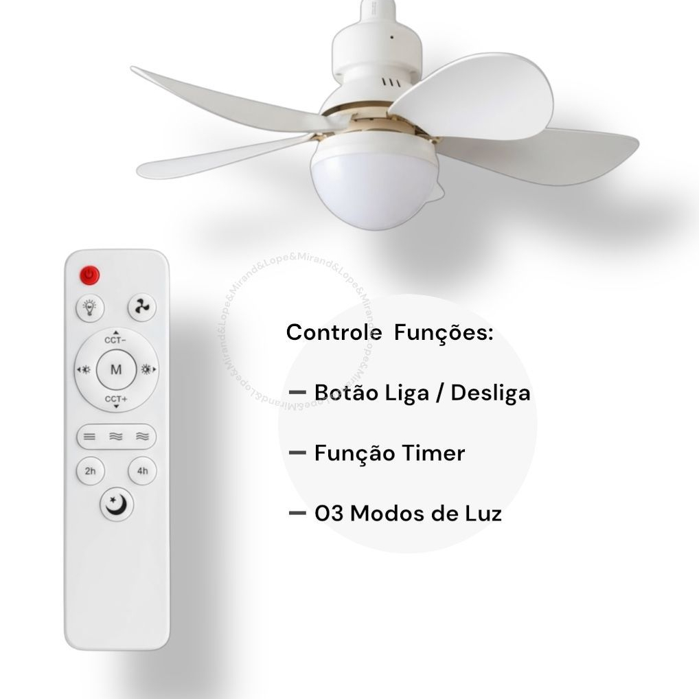 2/1 Ventilador de Teto Moderno com Luz LED 60W, Controle, 6 Hélices | Bivolt 110w-220w 01 ou 2un