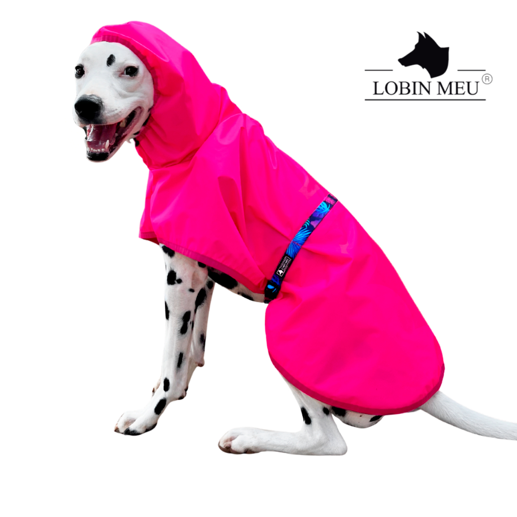 Capa de Chuva Pet Ajustável para Cachorros Pink Neon