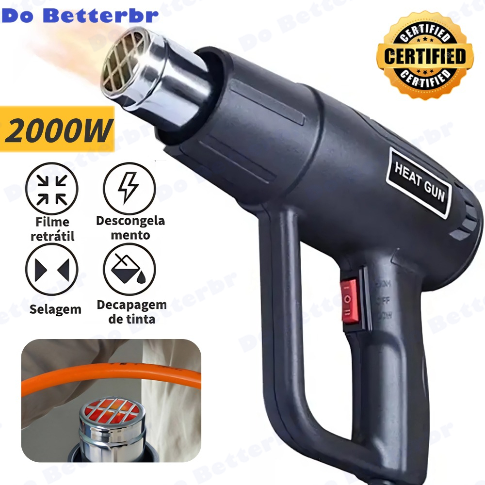 Soprador Térmico 2000w Duas temperatura até 550 °C Aquecimento ultra-rápido