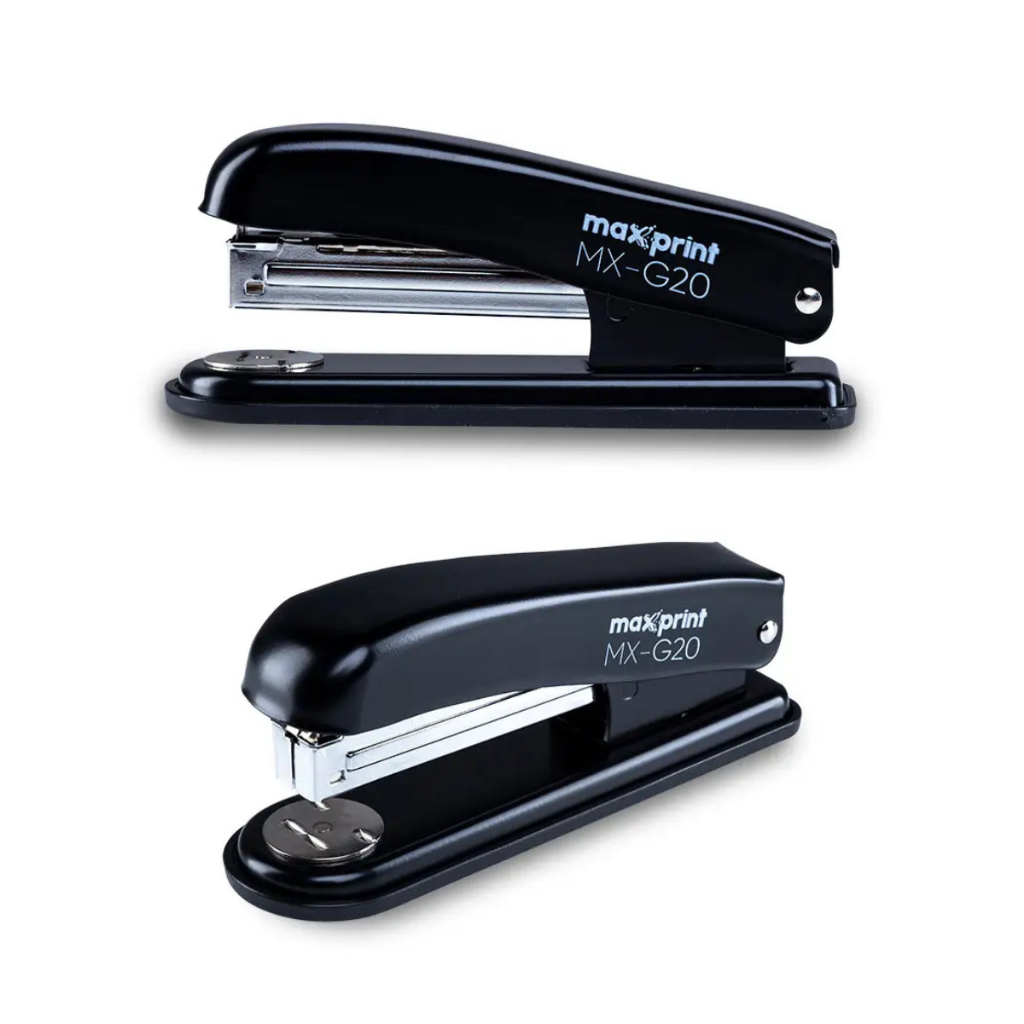 Grampeador Grampo Papel Folhas Escritório Metálico Preto Para 20 Folhas Maxprint