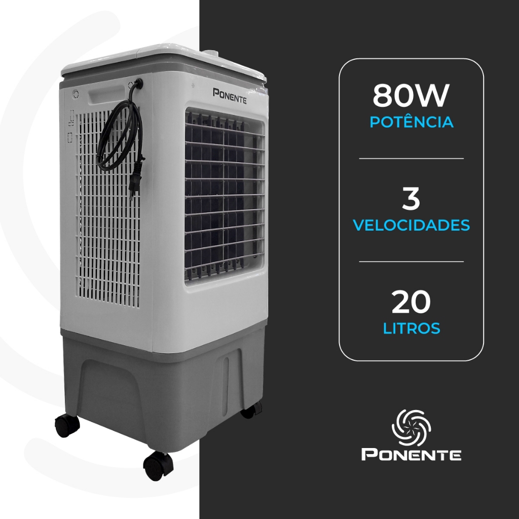 Climatizador Portátil 20L Ponente CLIP20 3 Velocidades e 80W