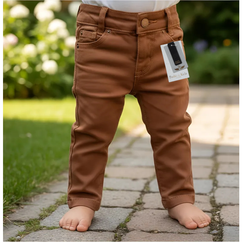Calça Infantil e Bebê Marrom Colorida Menino