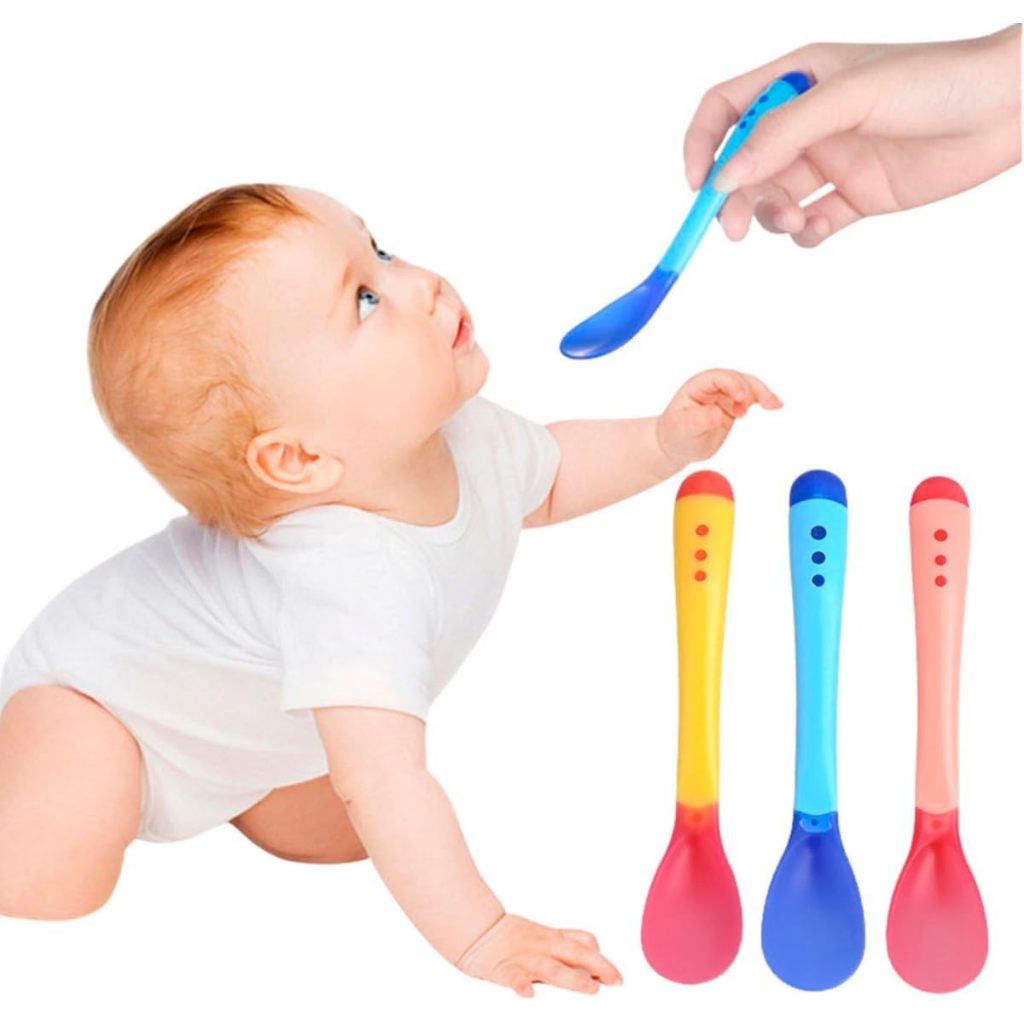 KIT 3 COLHERES TERMOSSENSIVEL INFANTIL SEGURANCA DO BEBË MUDA DE COR TEMPERATURA ALTA