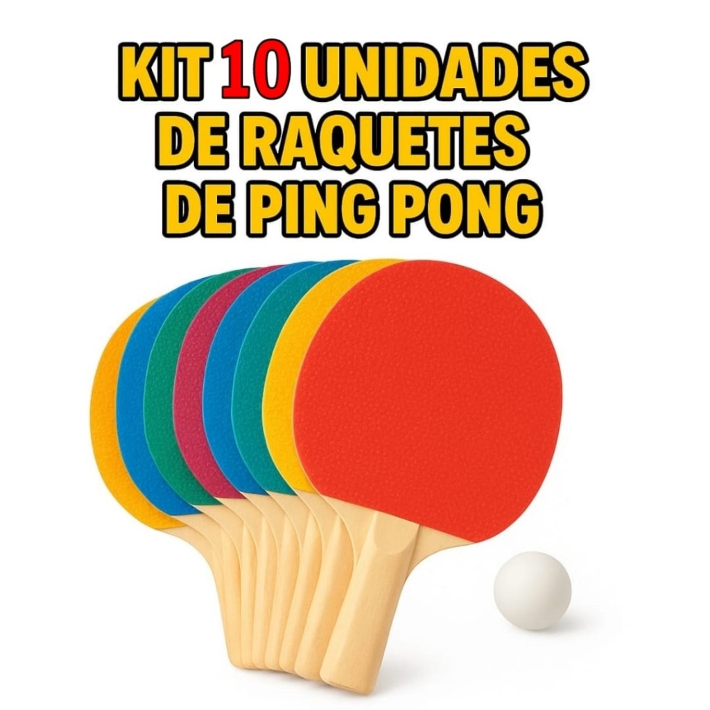 KIT 10 pares raquete ping pong+1bolinha